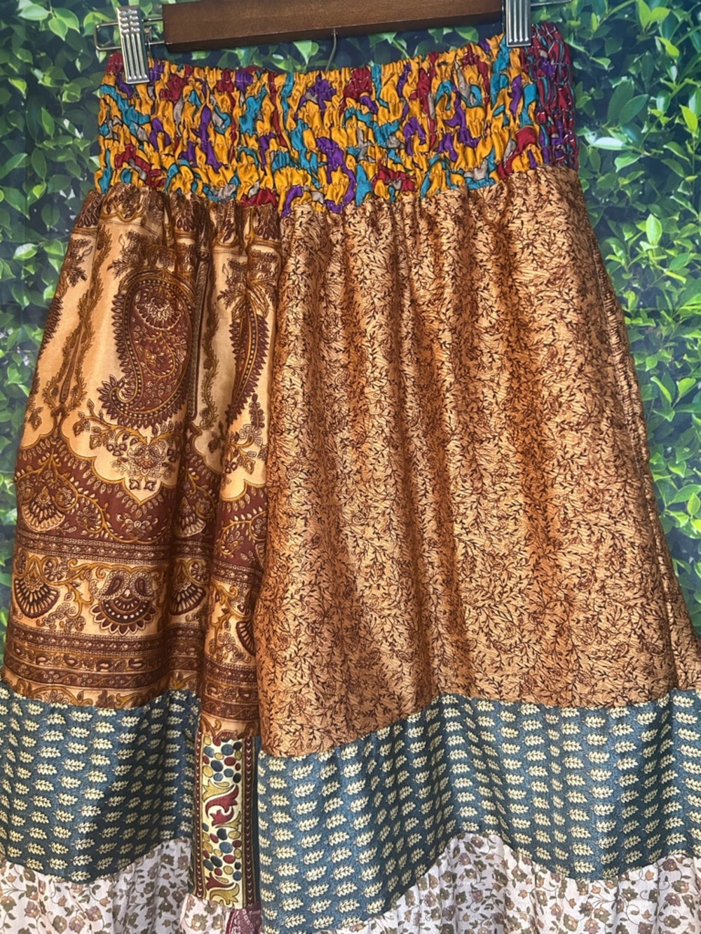 POL Multicolor Patchwork Wide-Leg ankle pants with Smocked Waist - Picture 2 of 10